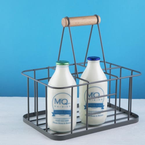 Glass Milk Bottle Carrier - Milk Bottle Holder - McQueens Dairies