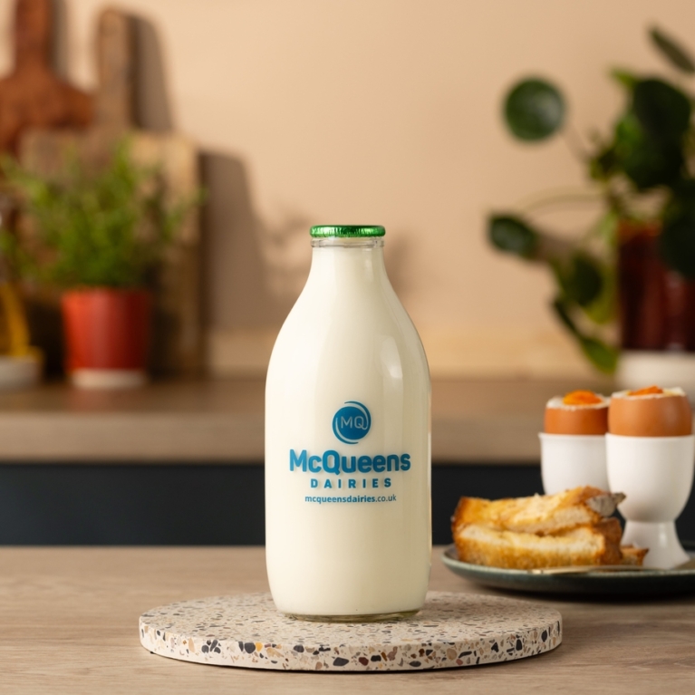 McQueens Dairies – Fresh Semi-Skimmed Milk – 1 Pint Re-Usable Bottle 2 – mcqueensdairies.co.uk