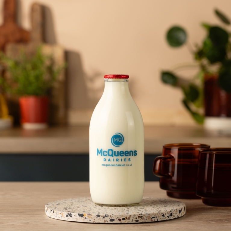 McQueens Dairies – Fresh Skimmed Milk – 1 Pint Re-Usable Bottle 2 – mcqueensdairies.co.uk