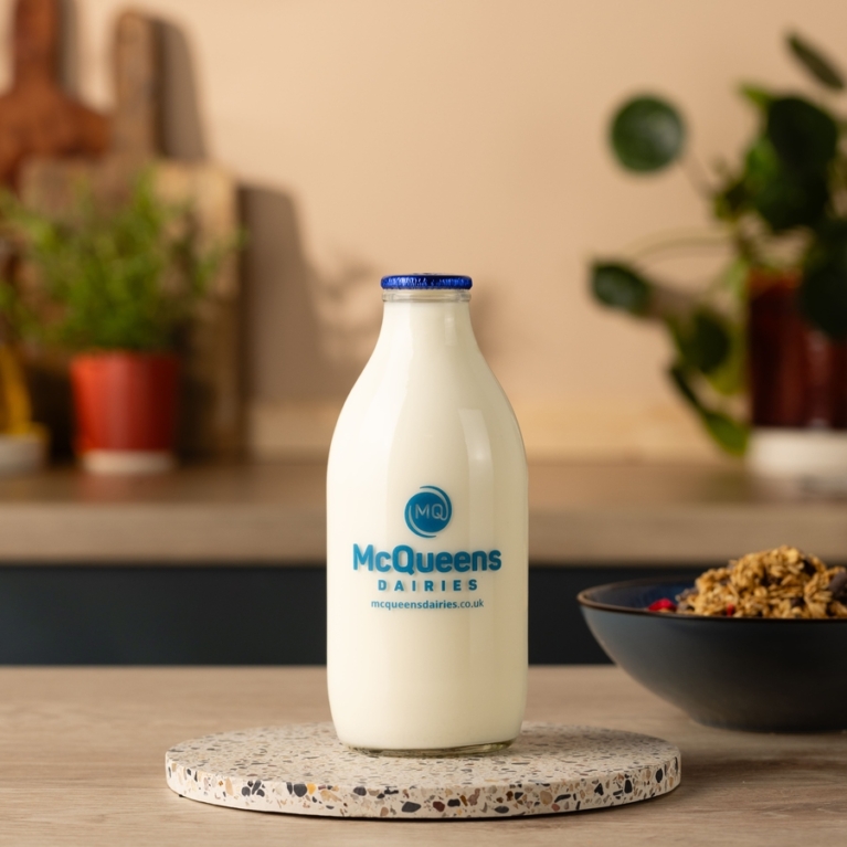 McQueens Dairies – Fresh Whole Milk – 1 Pint Re-Usable Bottle 2 – mcqueensdairies.co.uk